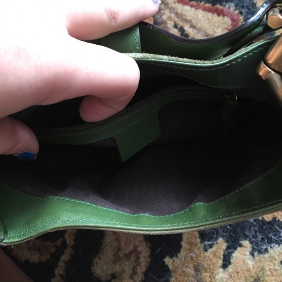 PRICE DROP Authentic Gucci hobo handbag green sued - Picture 5 of 6